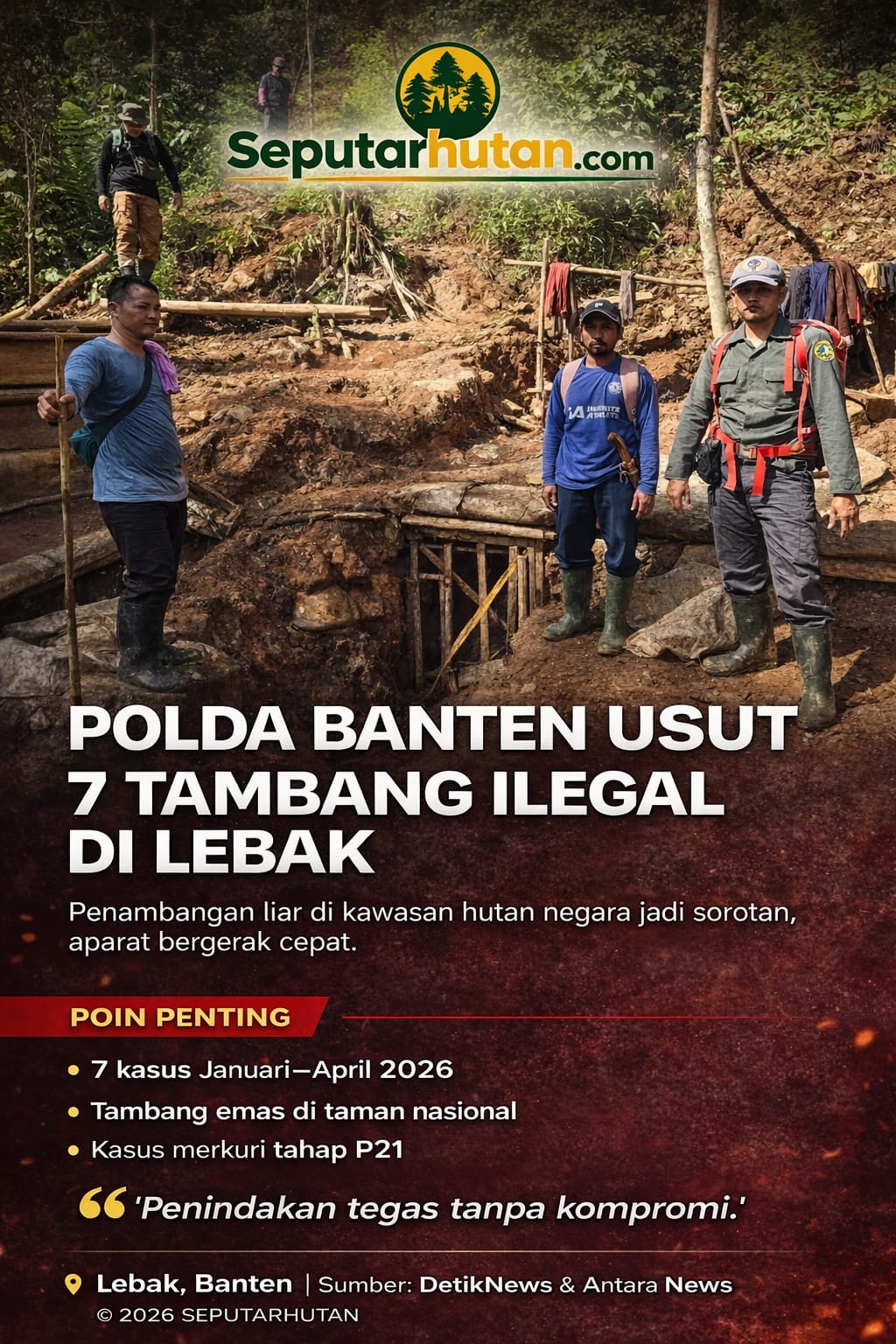Polda Banten Usut 7 Kasus Tambang Ilegal di Kawasan Hutan Lebak